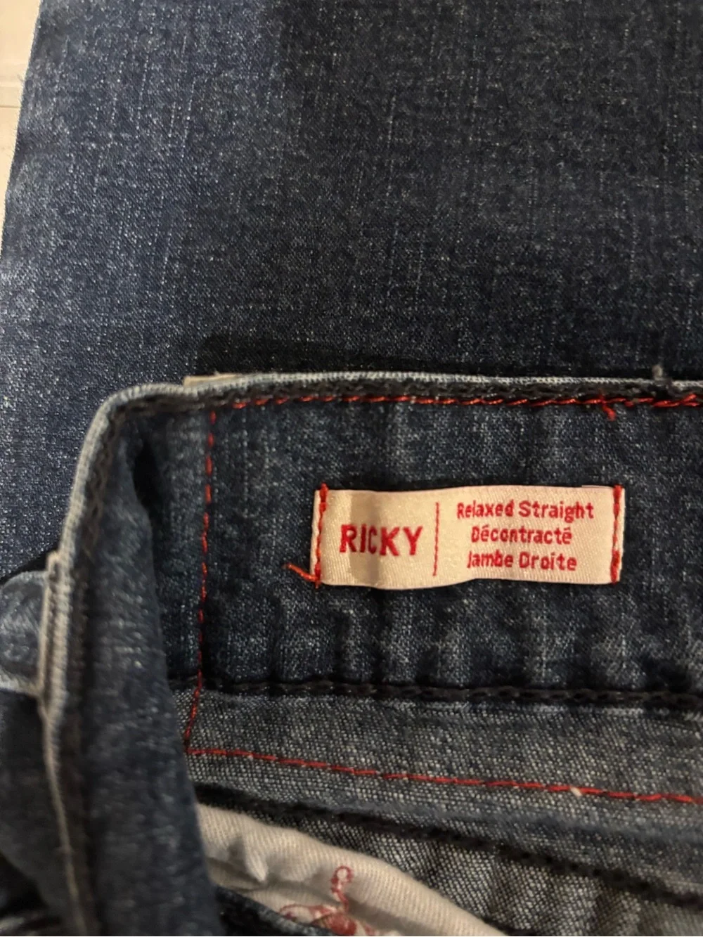 True Religion Ricky Men’s Size 44x32 Relaxed Fit Straight Blue Jeans